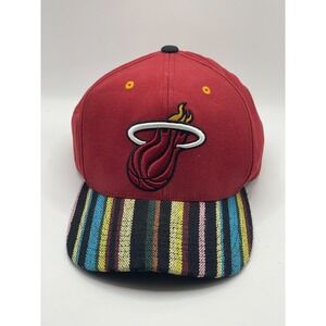 NWOT Mitchell & Ness Men's Miami Heat Cap Hat Multicolor‎ Striped NBA Adjustable